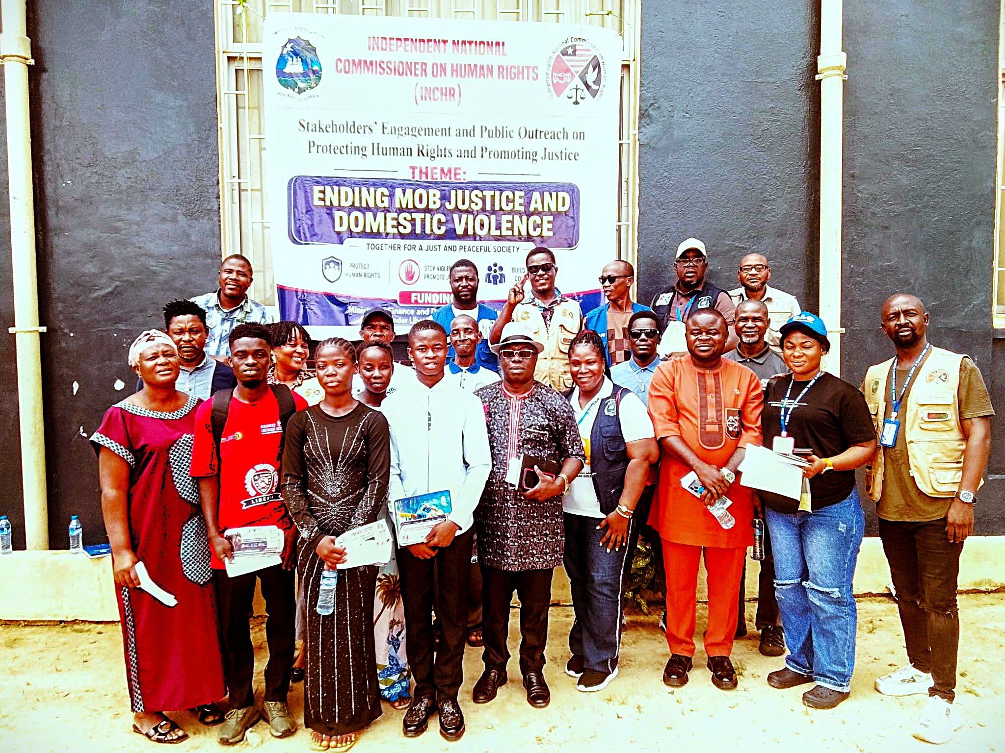 INCHR Stakeholders Acquaintance meeting on Mob Justice & Domestic Violence group photo in Sanniquellie, Nimba County